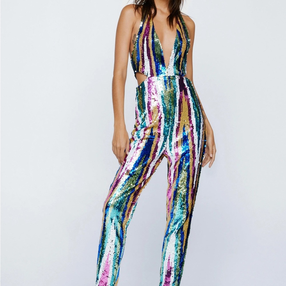 Nasty Gal Multicolor Sequin Jumpsuit